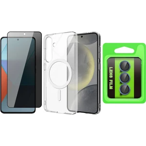 Samsung Galaxy S25 FE Kılıf Kamera Korumalı M-safe Sert PC Zore Porto Kapak + Kamera Lens + Hayalet Ekran Koruyucu