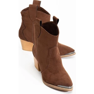 Pine Cone 403 Kadın Canvas Topuklu Bot Nubuk Kahve