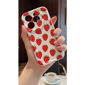 Infinix Hot 40 ve Hot 40 Pro Uyumlu Sevimli Çilek Desenli Lansman Kılıf - Darbe Emici Lüks Kapak