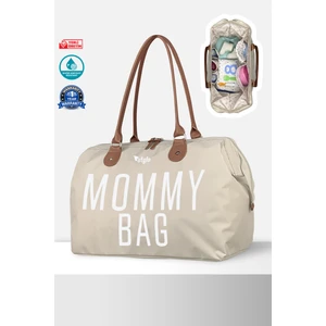 Mommy Bag USA Baskılı Anne Bebek Bakım Çantası-Bej