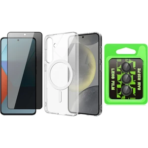 Samsung Galaxy S25 FE Kılıf Kamera Korumalı M-Safe Sert Pc Zore Porto Kapak + Kamera Lens + Hayalet Ekran Koruyucu