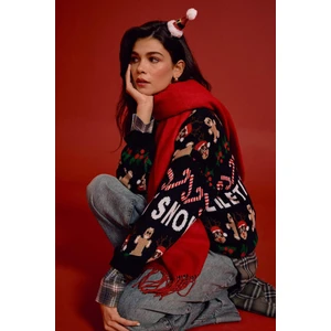 Yılbaşı Temalı Regular Fit Bisiklet Yaka Triko Kazak F4386AX25CW