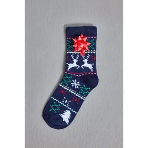 Erkek Çocuk Yılbaşı Temalı 2'li Pamuklu Uzun Çorap E2768A8NS