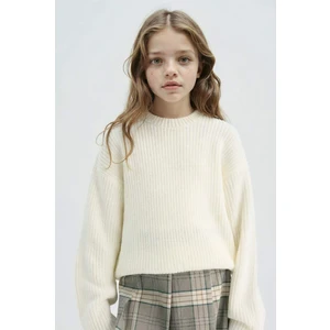 Yılbaşı Kız Çocuk Standart Fit Bisiklet Yaka Triko Kazak C6909A825AU