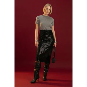 Payetli Normal Bel Astarlı Midi Etek B6702AX23WN