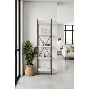 Nilamu 45 cm Kitaplık / Metal Aksamlı / Açık Raf / Organizer / Ofis / Ev / 5 Raflı Kitaplık