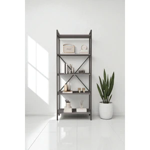 Nilamu 65 cm Antrasit Kitaplık / Metal Aksamlı / Açık Raf / Organizer / Ofis / Ev / 5 Raflı Kitaplık