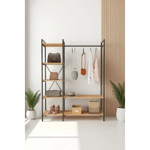 Nilamu Elbise Dolabı / Metal Aksamlı / Atlantik Çam / Açık Dolap / Organizer / Askılık