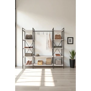 Nilamu Elbise Dolabı / Metal Aksamlı / Beyaz/ Açık Dolap / Organizer / Askılık