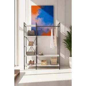 Nilamu Elbise Dolabı / Metal Aksamlı / Beyaz / Açık Dolap / Organizer / Askılık