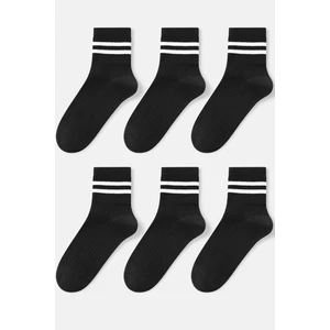 Unisex 6 Çift Çizgili Tenis Çorap