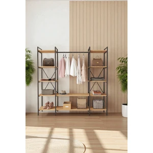 Nilamu Elbise Dolabı / Metal Aksamlı / Atlantik Çam / Açık Dolap / Organizer / Askılık