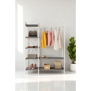 B.d Nilamu Elbise Dolabı / Metal Aksamlı / Antrasit Gri / Açık Dolap / Organizer / Askılık