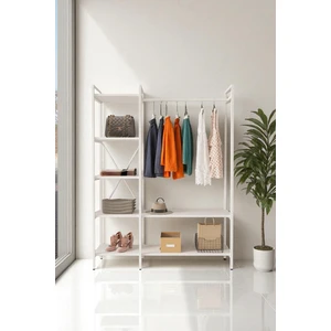 B.d Nilamu Elbise Dolabı / Metal Aksamlı /beyaz / Açık Dolap / Organizer / Askılık