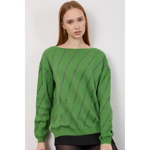 Moda Days Bisiklet Yaka Çizgili Kırmızı Kadın Kazak