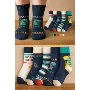 5 Çift Dinazor Desenli Çocuk Çorabı Asorti Klasik