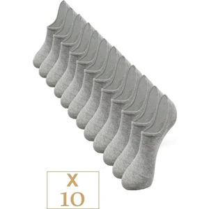 Unisex 10 Çift Pamuklu Görünmez Sneakers Çorap Gri