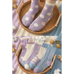 5 Çift Kız Çocuk Kurdale Desenli Çorap