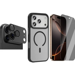 iPhone 17 Pro Max Kılıf M-safe Şarj Özellikli Mat Arka Yüzey Zore Sio Kapak + Kamera Lens + Hayalet Ekran Koruyucu