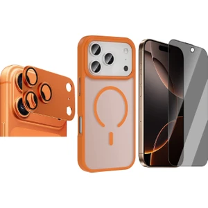 iPhone 17 Pro Max Kılıf M-safe Şarj Özellikli Mat Arka Yüzey Zore Sio Kapak + Kamera Lens + Hayalet Ekran Koruyucu