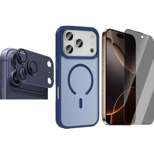 iPhone 17 Pro Max Kılıf M-safe Şarj Özellikli Mat Arka Yüzey Zore Sio Kapak + Kamera Lens + Hayalet Ekran Koruyucu