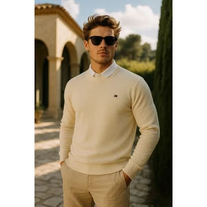 Erkek Premium Comfort Basic Bej Uzun Kazak