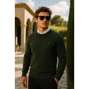 Erkek Premium Comfort Basic Haki Uzun Kazak