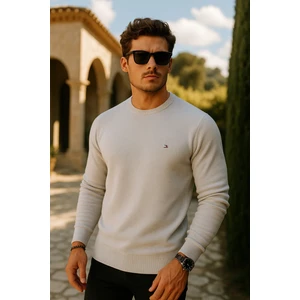 Erkek Premium Comfort Basic Beyaz Uzun Kazak