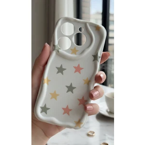 Infinix Hot 40 ve Hot 40 Pro Uyumlu Pastel Yıldız Desenli Dalgalı Kenar Kılıf - Kamera Korumalı