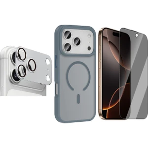 iPhone 17 Pro Kılıf M-safe Şarj Özellikli Mat Arka Yüzey Zore Sio Kapak + Kamera Lens + Hayalet Ekran Koruyucu