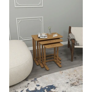 Cmd Wood Cmdwood Modenza Ceviz Zigon Sehpa – Modern 3’lü Sehpa Seti Ahşap Görünümlü Minimal Tasarım Salon & Oturma Odası