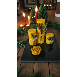 Nefha Candle Gül Figürlü Bal Mumu Dörtlü Set ( Hediyelik )