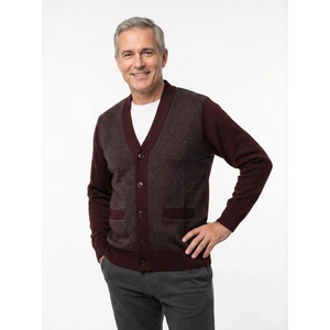 Mutlu City Erkek Orta Yaş ve Üzeri Triko Örgü Akrilik Kışlık Baba Hırka 2057-BORDO