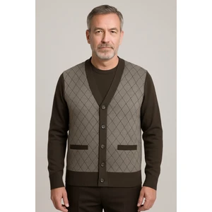 Mutlu City Erkek Orta Yaş ve Üzeri Triko Örgü Akrilik Kışlık Baba Hırka 2057-VIZON