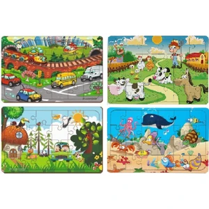 Ahşap Puzzle Seti 24 Parça Eğitici Oyun 2-4 Yaş Arası Çocuklar İçin