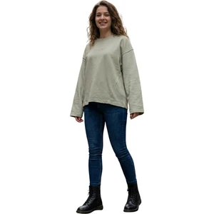 Kadın Sweatshirt - Always Smiling Nakış Detaylı Basic Model