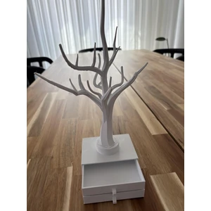 2 Çekmeceli Takı Yaşam Ağacı Takı Organizer Düzenleyici Beyaz