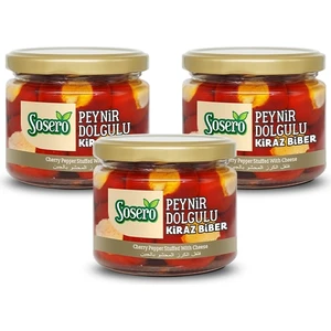 Peynir Dolgulu Kiraz Biber 3 x 290 gr Cam Kavanoz