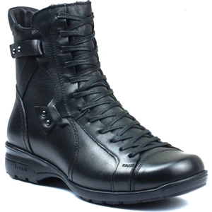 18353-G Siyah Kadın Deri Bot