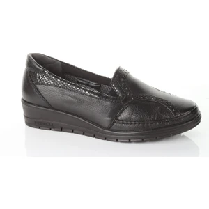 25109 Siyah Hakiki Deri Kadın Ayakkabı