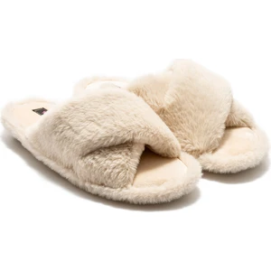 Çapraz Peluş Kadın Ev Terliği Bej 36/41