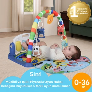 Sweden Baby Premium Safari 5-In-1 Piyanolu Oyun Halısı-Işıklı Piyano,çoklu Melodi,çift Yönlü Çıngırak
