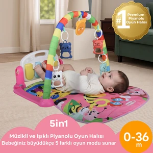 Sweden Baby Premium Safari 5-In-1 Piyanolu Oyun Halısı-Işıklı Piyano,çoklu Melodi,çift Yönlü Çıngırak
