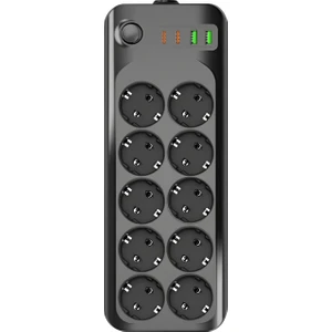 Termal Akım Korumalı 10’lu Grup Priz Uzatma Kablo USB & Type-C 2.1A 2500W 10A 2m Kablo 3423