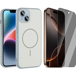 Apple iPhone 14 Kılıf M-safe Şarj Özellikli Zore Tea Kapak + Hayalet Ekran Koruyucu