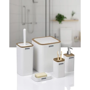 Okyanus Home Mina Due Beyaz Çizgili Kare 5'li Banyo Seti