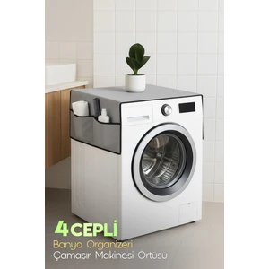 Palm Design Çamaşır Makinesi Örtüsü 4 Cepli Banyo Düzenleyici Organizer Buzdolabı Örtüsü Depolama Hurç