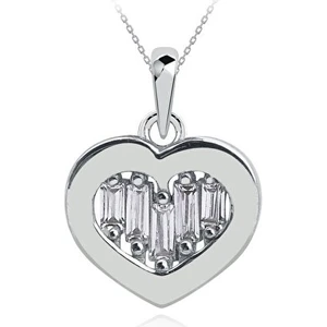Diamond Line-Gülaylar 8 Ayar Beyaz Altın Kalp Kolye