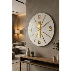 AA Shop Beyaz Renk Hediyelik Ahşap Dekoratif Farklı Desenli Duvar Saati 50CM