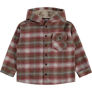 Civil Boys Kapşonlu Ekose 6-9 Yaş Gömlek - Turuncu 8-9 Yaş